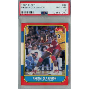 1986/87 Fleer Basketball #82 Akeem Olajuwon PSA 8 (NM-MT) *1062 (Reed Buy)