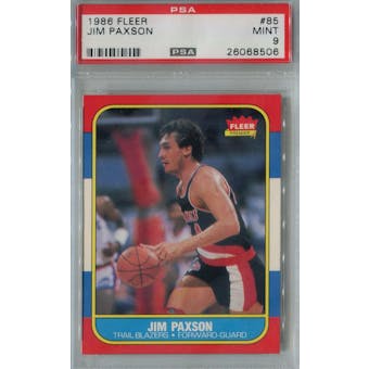 1986/87 Fleer Basketball #85 Jim Paxson PSA 9 (MT) *8506 (Reed Buy)