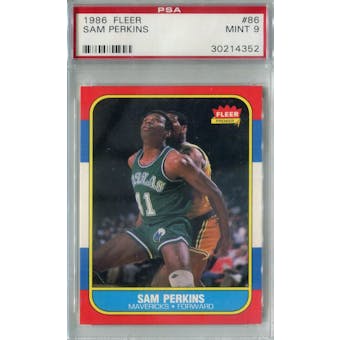 1986/87 Fleer Basketball #86 Sam Perkins PSA 9 (MT) *4352 (Reed Buy)