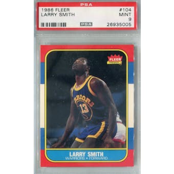 1986/87 Fleer Basketball #104 Larry Smith PSA 9 (MT) *5005 (Reed Buy)