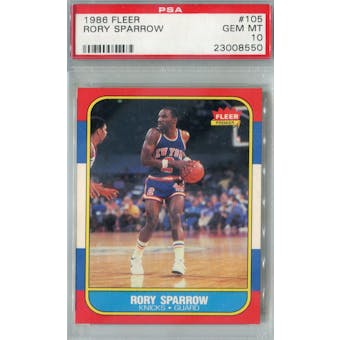 1986/87 Fleer Basketball #105 Rory Sparrow PSA 10 (GM-MT) *8550 (Reed Buy)