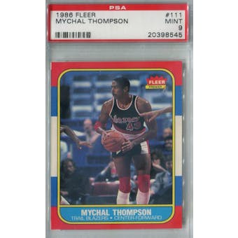1986/87 Fleer Basketball #111 Mychal Thompson PSA 9 (MT) *8545 (Reed Buy)