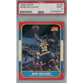 1986/87 Fleer Basketball #125 Herb Williams PSA 9 (MT) *2551 (Reed Buy)