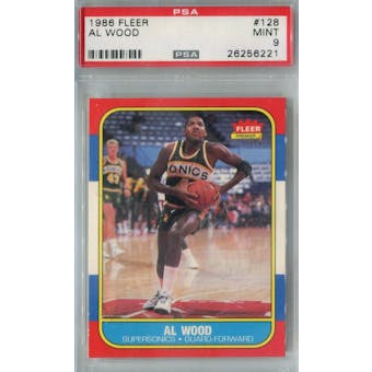 1986/87 Fleer Basketball #128 Al Wood PSA 9 (MT) *6221 (Reed Buy)
