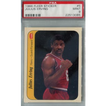 1986/87 Fleer Basketball Sticker #5 Julius Erving PSA 9 (MT) *3085 (Reed Buy)