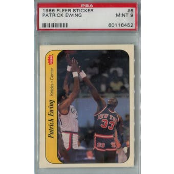 1986/87 Fleer Basketball Sticker #6 Patrick Ewing PSA 9 (MT) *6452 (Reed Buy)