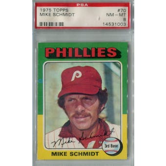 1975 Topps Baseball #70 Mike Schmidt PSA 8 (NM-MT) *1003 (Reed Buy)