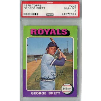1975 Topps Baseball #228 George Brett RC PSA 8 (NM-MT) *2849 (Reed Buy)