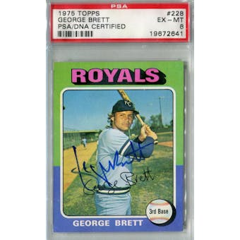 1975 Topps Baseball #228 George Brett RC PSA 6 (EX-MT) Auto AUTH *2641 (Reed Buy)