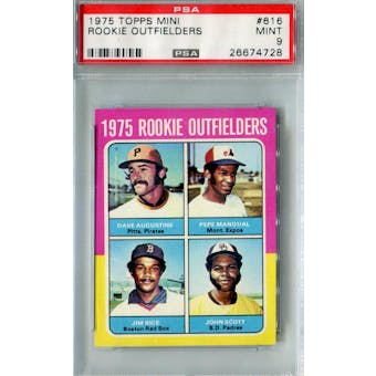 1975 Topps Mini Baseball #616 Jim Rice RC PSA 9 (Mint) *4728 (Reed Buy)