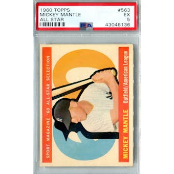 1960 Topps Baseball #563 Mickey Mantle AS PSA 5 (EX) *8136 (Reed Buy)