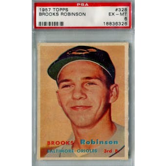1957 Topps Baseball #328 Brooks Robinson RC PSA 6 (EX-MT) *6326 (Reed Buy)