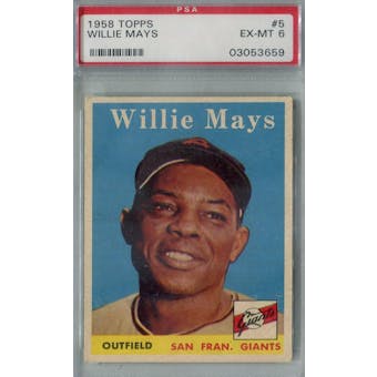 1958 Topps Baseball #5 Willie Mays PSA 6 (EX-MT) *3659 (Reed Buy)