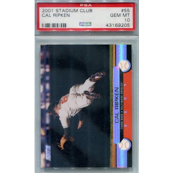 2001 Topps Stadium Club Baseball #55 Cal Ripken Jr PSA 10 (GM-MT) *9205 (Reed Buy)