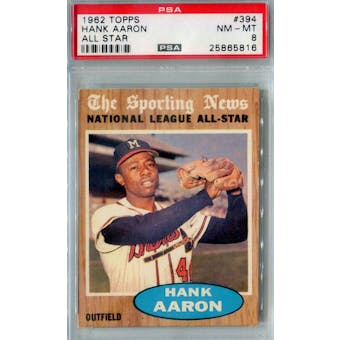 1962 Topps Baseball #394 Hank Aaron AS PSA 8 (NM-MT) *5816 (Reed Buy)