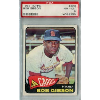 1965 Topps Baseball #320 Bob Gibson PSA 8 (NM-MT) *2399 (Reed Buy)