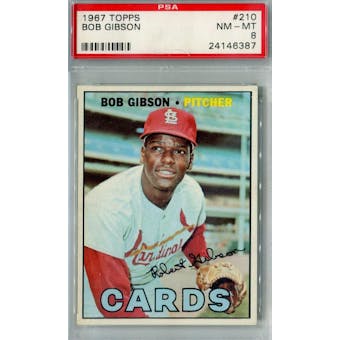 1967 Topps Baseball #210 Bob Gibson PSA 8 (NM-MT) *6387 (Reed Buy)