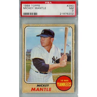 1968 Topps Baseball #280 Mickey Mantle PSA 7 (NM) *8202 (Reed Buy)