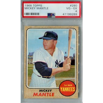 1968 Topps Baseball #280 Mickey Mantle PSA 4 (VG-EX) *9289 (Reed Buy)