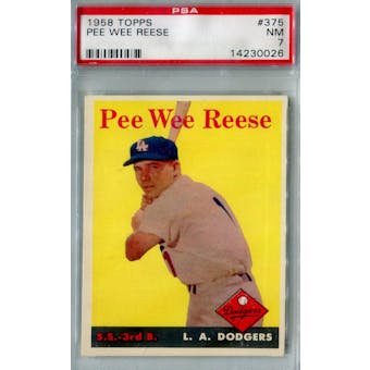 1958 Topps Baseball #375 Pee Wee Reese PSA 7 (NM) *0026 (Reed Buy)