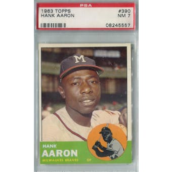 1963 Topps Baseball #390 Hank Aaron PSA 7 (NM) *5557 (Reed Buy)