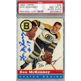 1954/55 Topps #35 Don McKenney RC PSA 8 Auto AUTH *9804 (Reed Buy)
