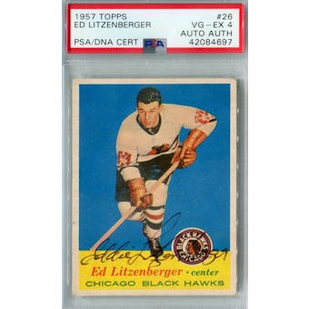 1957/58 Topps #26 Ed Litzenberger RC PSA 4 Auto AUTH *4697 (Reed Buy)