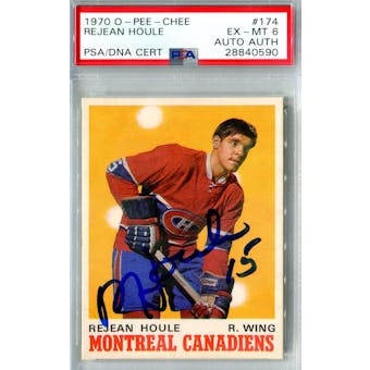 1970/71 O-Pee-Chee #174 Rejean Houle RC PSA 6 Auto AUTH *0590 (Reed Buy)