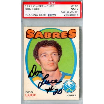 1971/72 O-Pee-Chee #166 Don Luce RC PSA 7 Auto AUTH *9814 (Reed Buy)