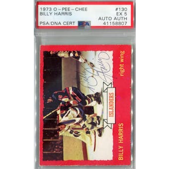 1973/74 O-Pee-Chee #130 Billy Harris RC PSA 5 Auto AUTH *8807 (Reed Buy)