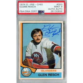 1974/75 O-Pee-Chee #353 Glenn Resch RC PSA 9 Auto AUTH *0656 (Reed Buy)
