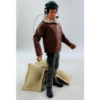 Action Man Fuzzy Head Pilot Figure with Tan Leather Jacket & Weapon!