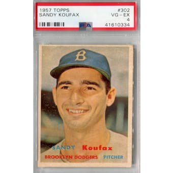 1957 Topps Baseball #302 Sandy Koufax PSA 4 (VG-EX) *0334 (Reed Buy)