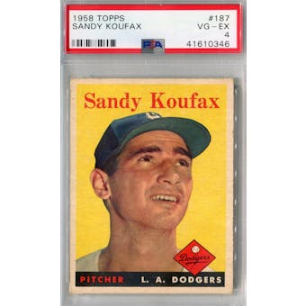 1958 Topps Baseball #187 Sandy Koufax PSA 4 (VG-EX) *0346 (Reed Buy)