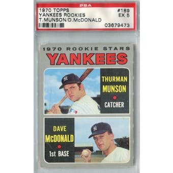 1970 Topps Baseball #189 Thurman Munson RC PSA 5 (EX) *9473 (Reed Buy)