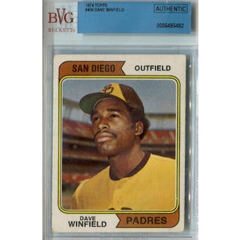 1974 Topps Baseball #456 Dave Winfield RC BVG AUTH *5482 (Reed Buy)