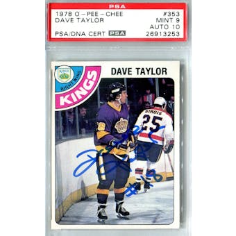 1978/79 O-Pee-Chee #353 Dave Taylor RC PSA 9 Auto 10 *3253 (Reed Buy)