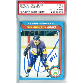1979/80 O-Pee-Chee #191 Charlie Simmer RC PSA 7 Auto AUTH *9818 (Reed Buy)