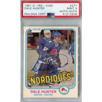 1981/82 O-Pee-Chee #277 Dale Hunter RC PSA 9 Auto AUTH *3208 (Reed Buy)