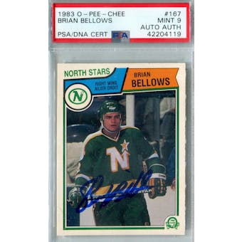 1983/84 O-Pee-Chee #167 Brian Bellows RC PSA 9 Auto AUTH *4119 (Reed Buy)