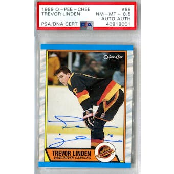1989/90 O-Pee-Chee #89 Trevor Linden RC PSA 8.5 Auto AUTH *9001 (Reed Buy)