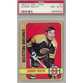 1972/73 O-Pee-Chee Hockey #1 Johnny Bucyk PSA 8 (NM-MT) *8634 (Reed Buy)