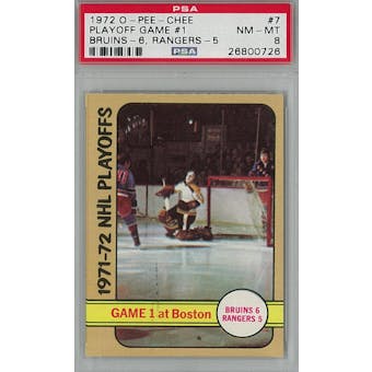 1972/73 O-Pee-Chee Hockey #7 Playoff Game #1 PSA 8 (NM-MT) *0726 (Reed Buy)