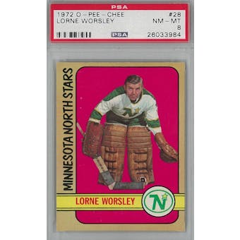 1972/73 O-Pee-Chee Hockey #28 Lorne Gump Worsley PSA 8 (NM-MT) *3984 (Reed Buy)