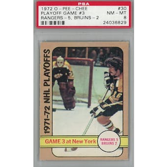 1972/73 O-Pee-Chee Hockey #30 Playoff Game #3 PSA 8 (NM-MT) *6829 (Reed Buy)