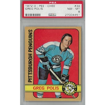 1972/73 O-Pee-Chee Hockey #34 Greg Polis PSA 8 (NM-MT) *4451 (Reed Buy)