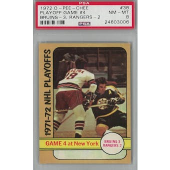 1972/73 O-Pee-Chee Hockey #38 Playoff Game #4 PSA 8 (NM-MT) *3006 (Reed Buy)