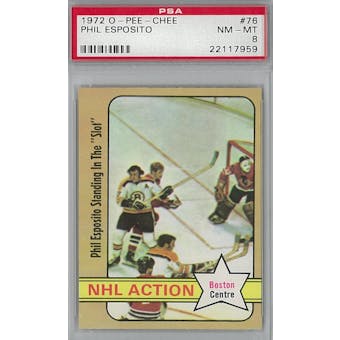 1972/73 O-Pee-Chee Hockey #76 Phil Esposito PSA 8 (NM-MT) *7959 (Reed Buy)