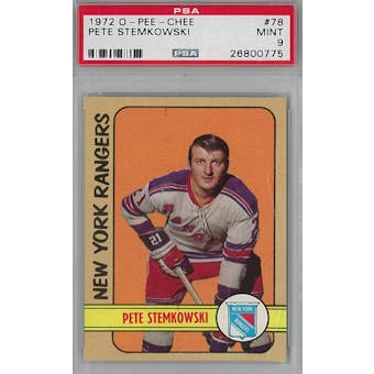 1972/73 O-Pee-Chee Hockey #78 Pete Stemkowski PSA 9 (Mint) *0775 (Reed Buy)