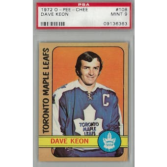 1972/73 O-Pee-Chee Hockey #108 Dave Keon PSA 9 (Mint) *6363 (Reed Buy)